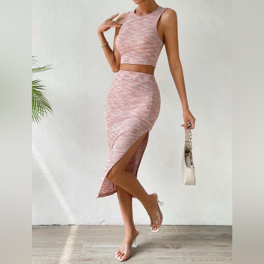 Space Dye split thigh skirt
